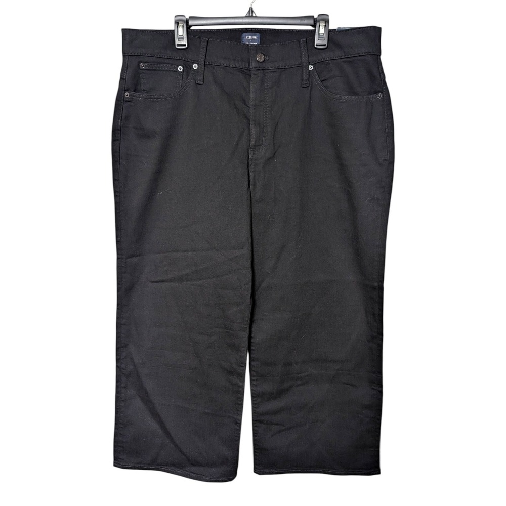 J.Crew Womens Black Wide-Leg Crop Jeans Black High Rise Size 35